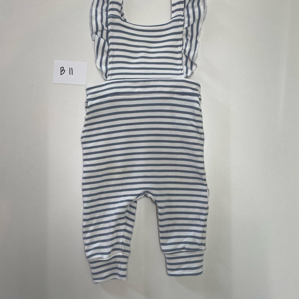 Little Sleepies fog striped ruffle overall